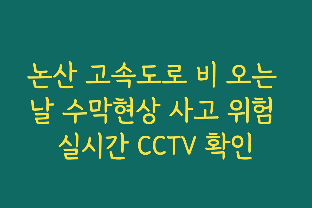 논산 고속도로 비 오는 날 수막현상 사고 위험 실시간 CCTV 확인