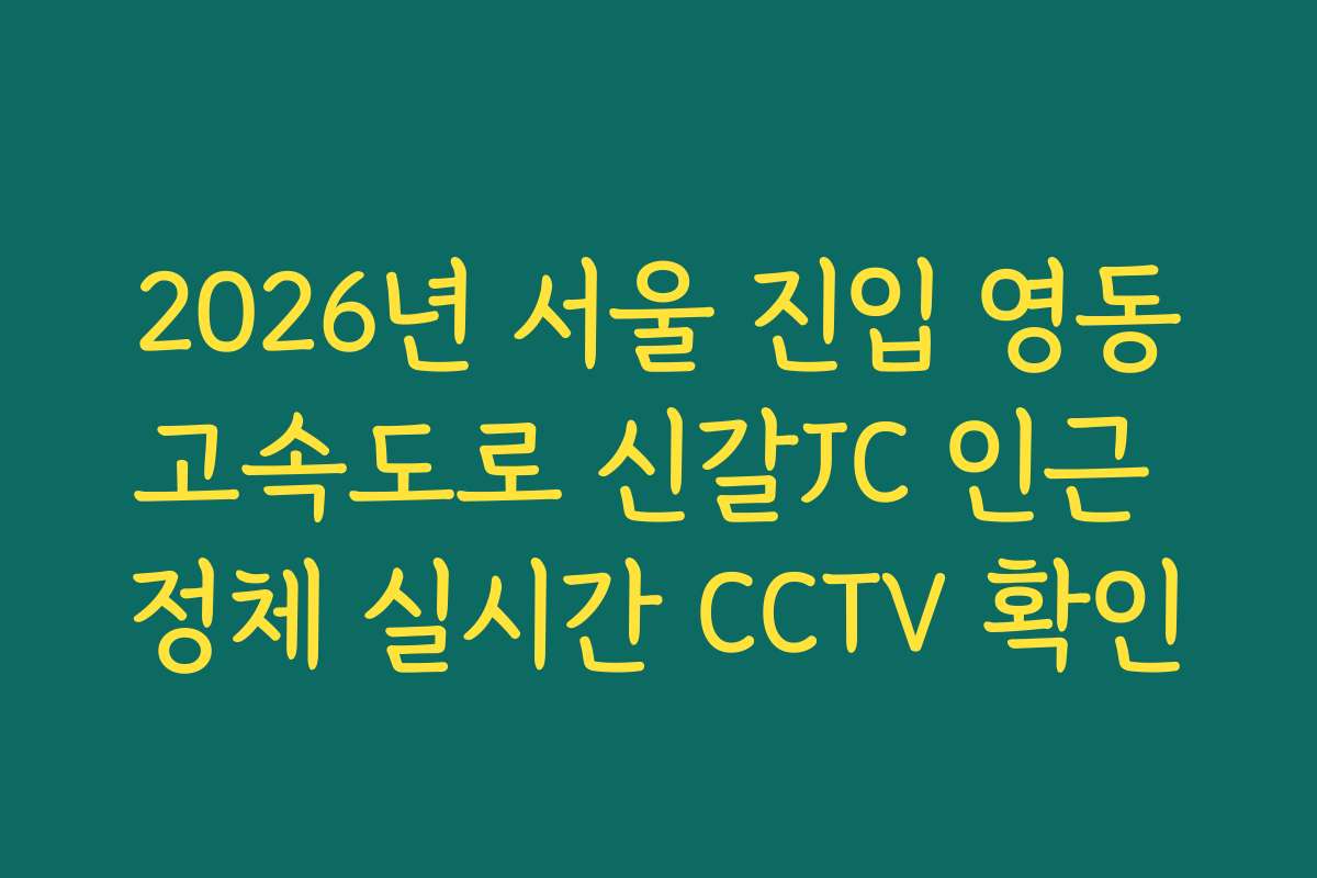2026년 서울 진입 영동고속도로 신갈JC 인근 정체 실시간 CCTV 확인