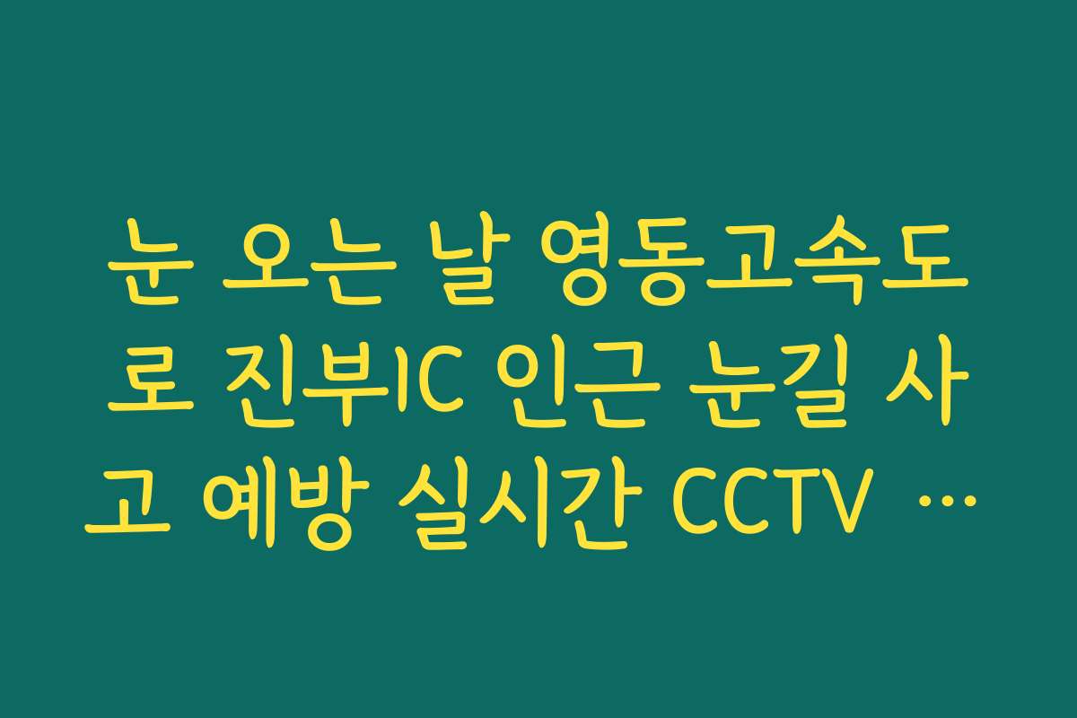 눈 오는 날 영동고속도로 진부IC 인근 눈길 사고 예방 실시간 CCTV 확인