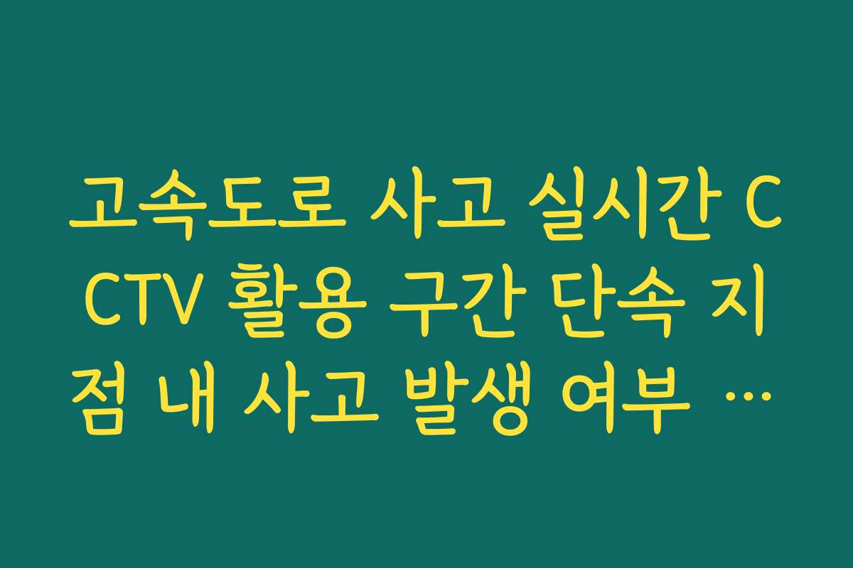 고속도로 사고 실시간 CCTV 활용 구간 단속 지점 내 사고 발생 여부 체크