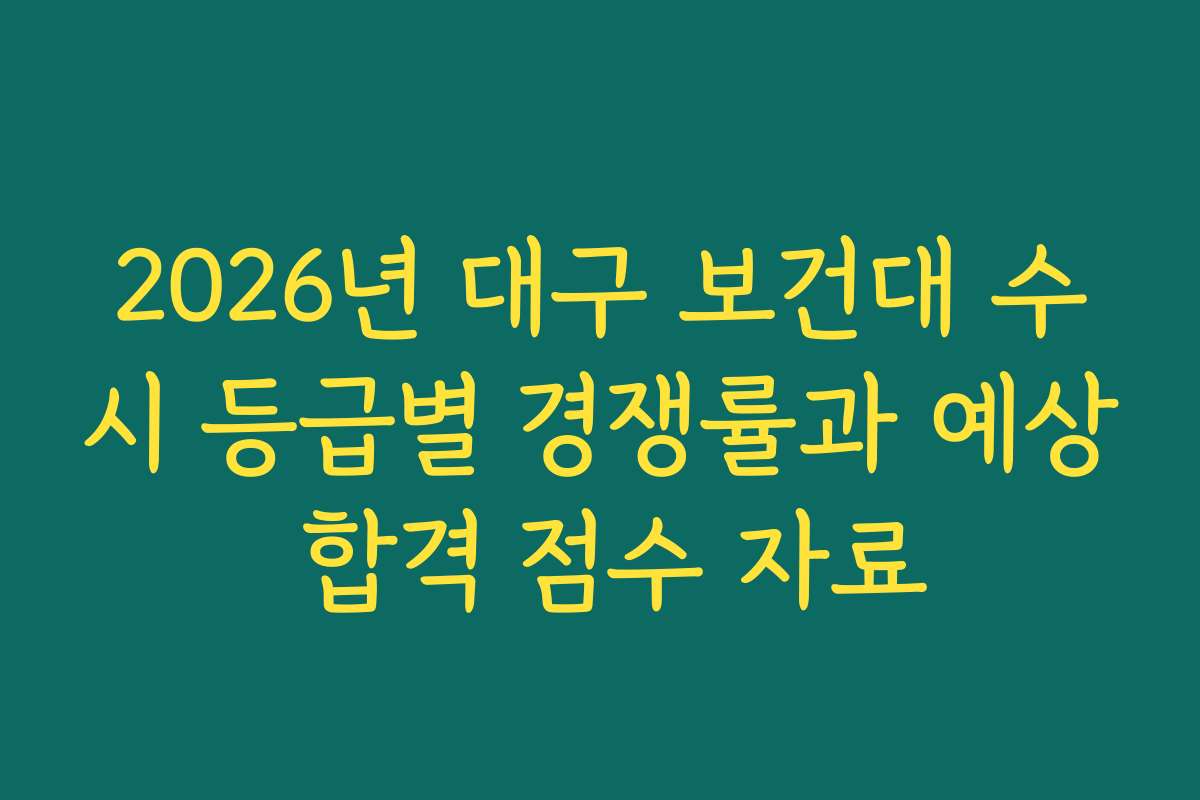 2026년 대구 보건대 수시 등급별 경쟁률과 예상 합격 점수 자료