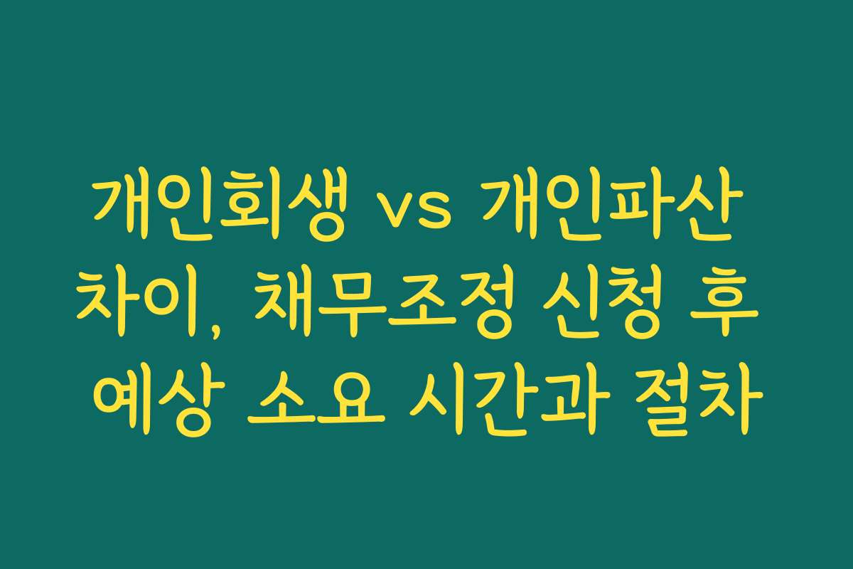 개인회생 vs 개인파산 차이, 채무조정 신청 후 예상 소요 시간과 절차