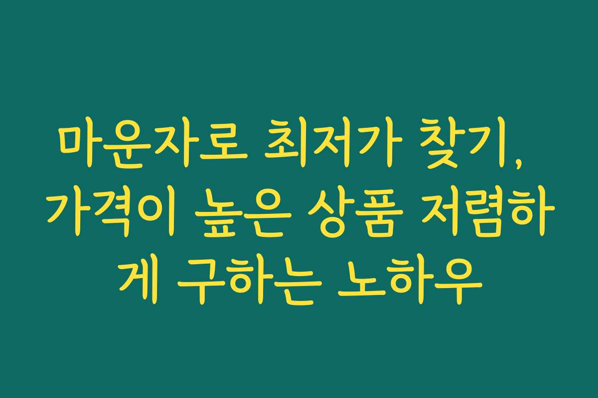 마운자로 최저가 찾기, 가격이 높은 상품 저렴하게 구하는 노하우