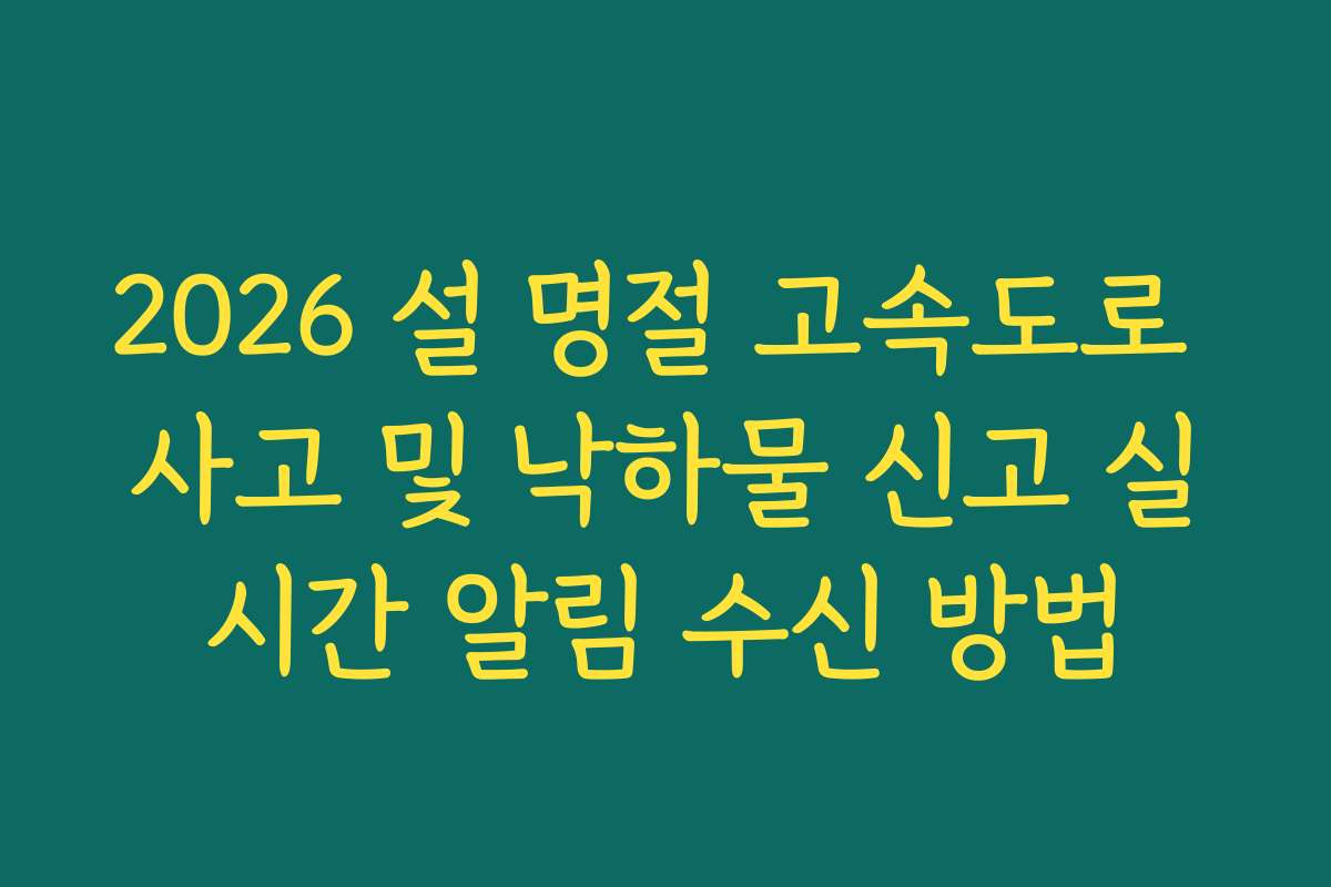 2026 설 명절 고속도로 사고 및 낙하물 신고 실시간 알림 수신 방법