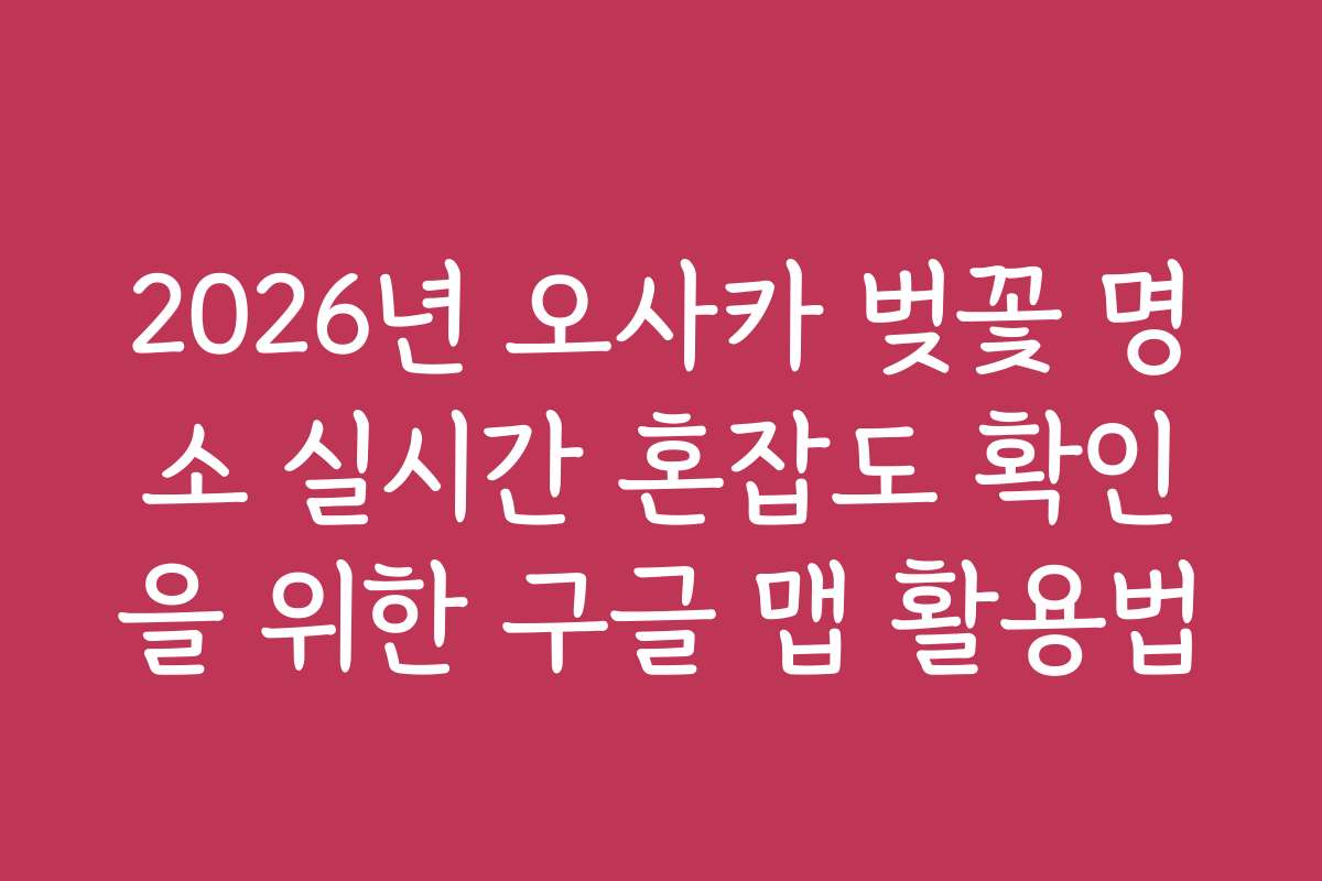 2026년 오사카 벚꽃 명소 실시간 혼잡도 확인을 위한 구글 맵 활용법
