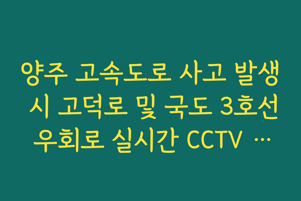 양주 고속도로 사고 발생 시 고덕로 및 국도 3호선 우회로 실시간 CCTV 확인