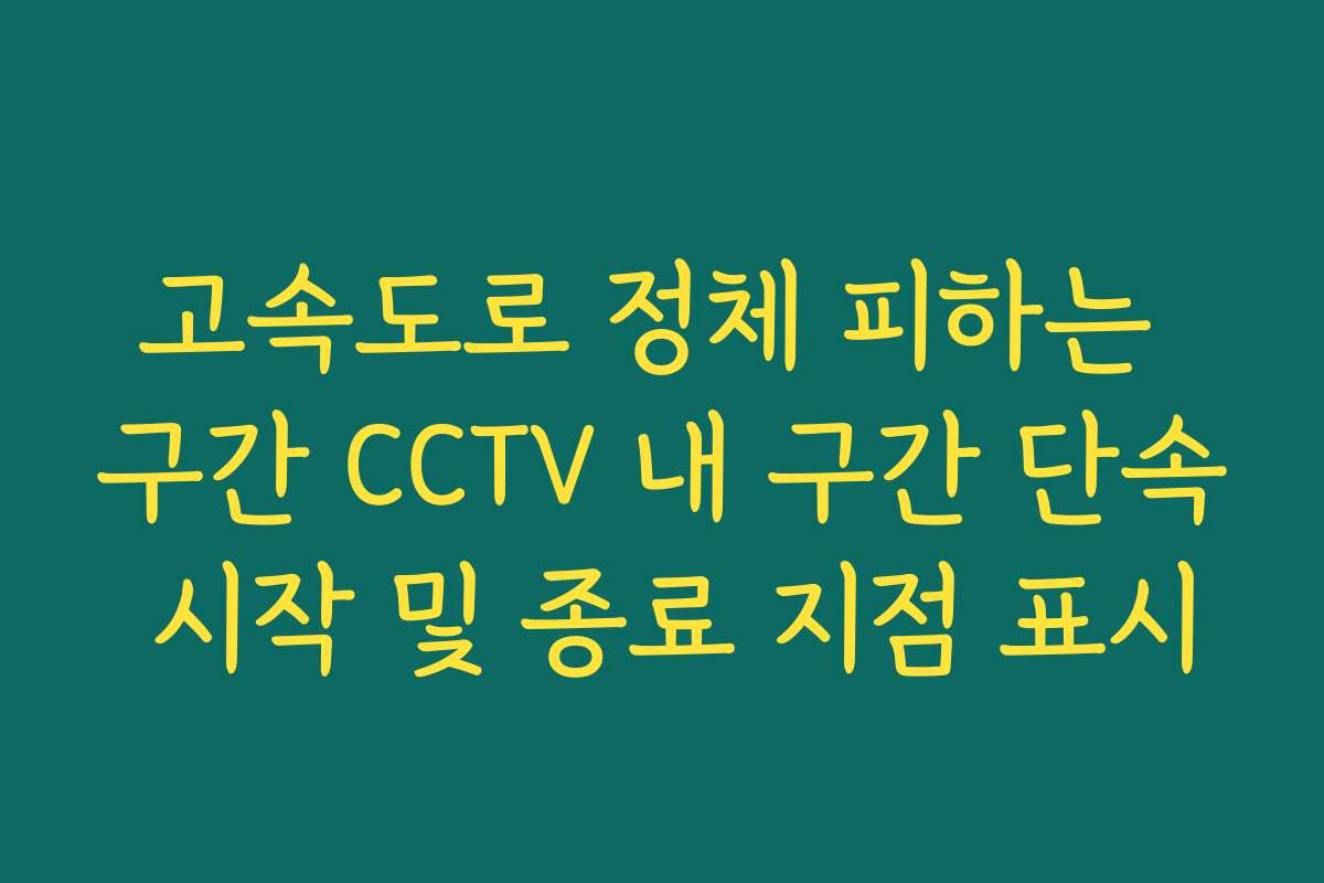 고속도로 정체 피하는 구간 CCTV 내 구간 단속 시작 및 종료 지점 표시