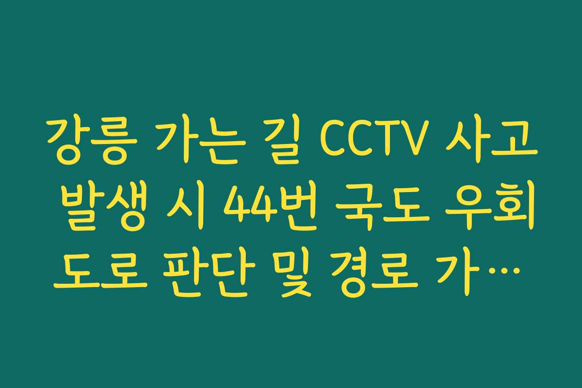 강릉 가는 길 CCTV 사고 발생 시 44번 국도 우회도로 판단 및 경로 가이드