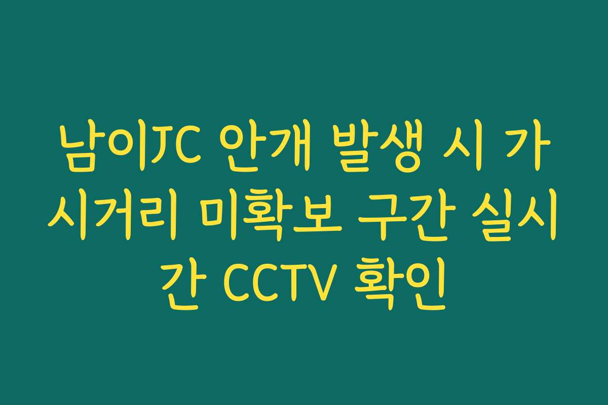 남이JC 안개 발생 시 가시거리 미확보 구간 실시간 CCTV 확인