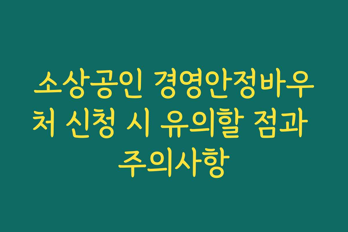 소상공인 경영안정바우처 신청 시 유의할 점과 주의사항