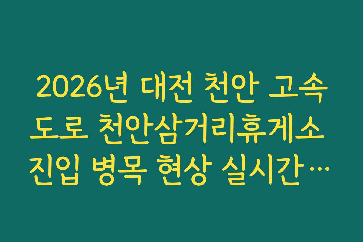 2026년 대전 천안 고속도로 천안삼거리휴게소 진입 병목 현상 실시간 분석