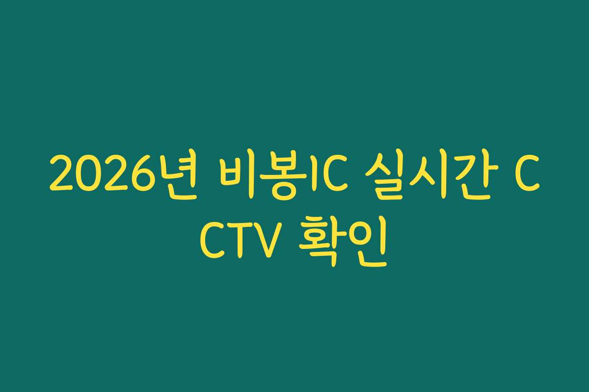 2026년 비봉IC 실시간 CCTV 확인