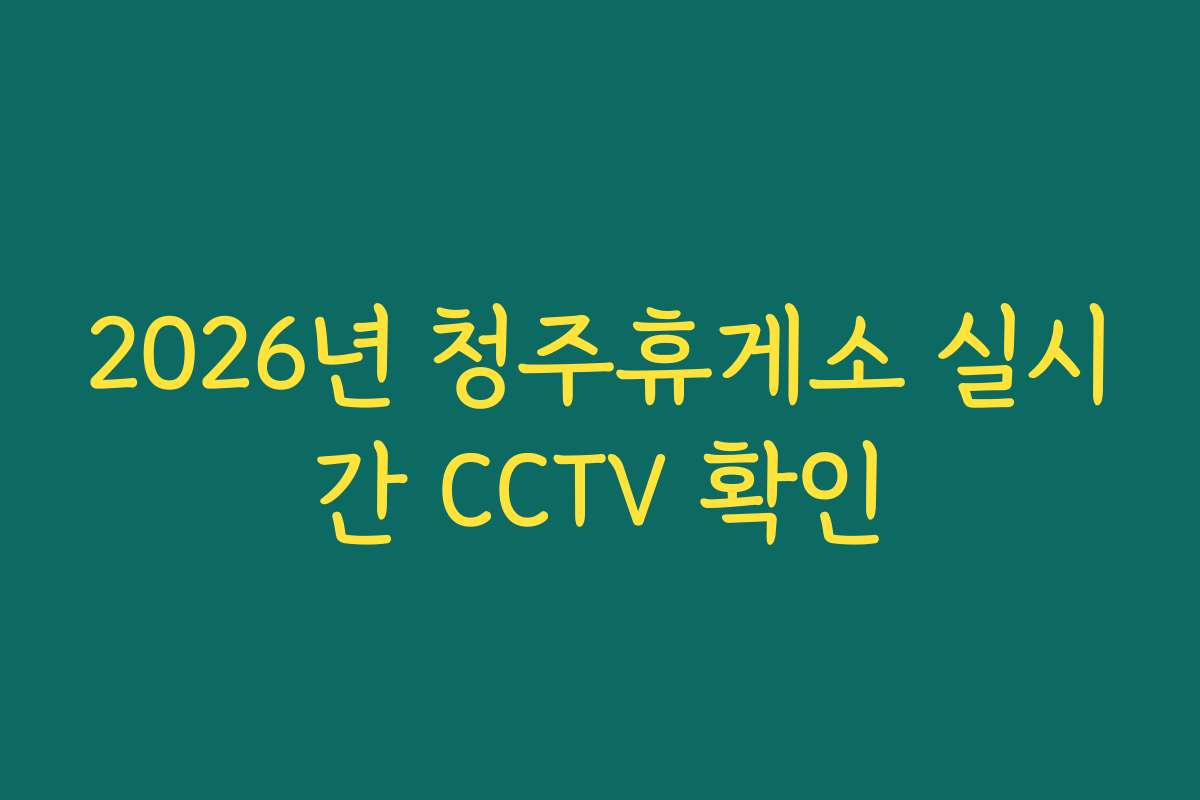 2026년 청주휴게소 실시간 CCTV 확인