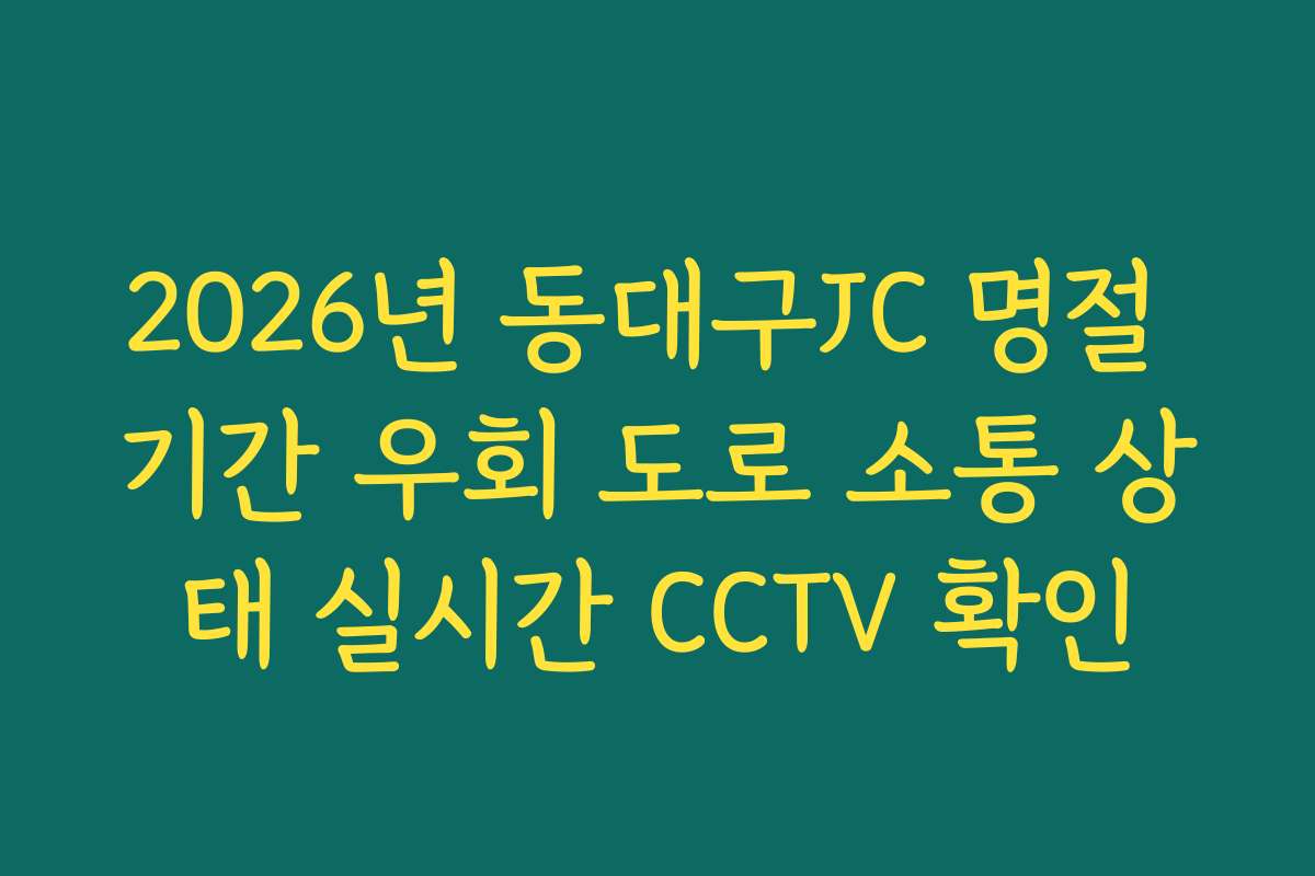2026년 동대구JC 명절 기간 우회 도로 소통 상태 실시간 CCTV 확인