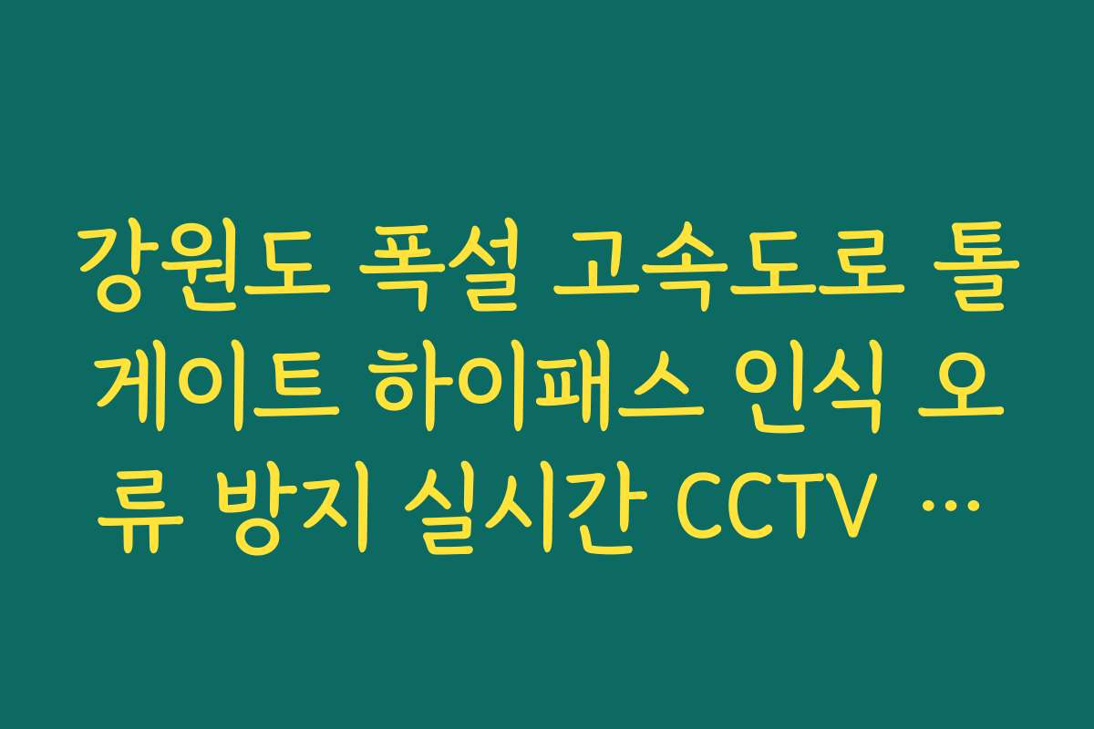 강원도 폭설 고속도로 톨게이트 하이패스 인식 오류 방지 실시간 CCTV 체크