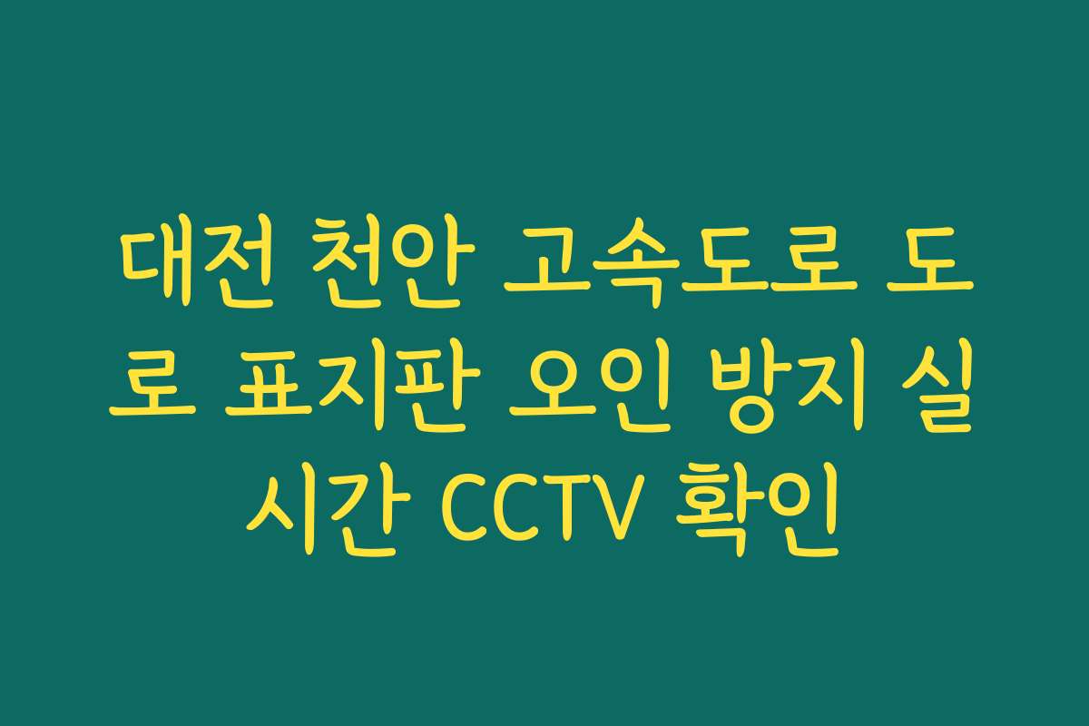 대전 천안 고속도로 도로 표지판 오인 방지 실시간 CCTV 확인