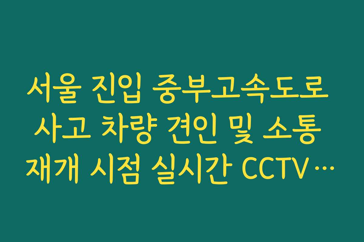 서울 진입 중부고속도로 사고 차량 견인 및 소통 재개 시점 실시간 CCTV 확인