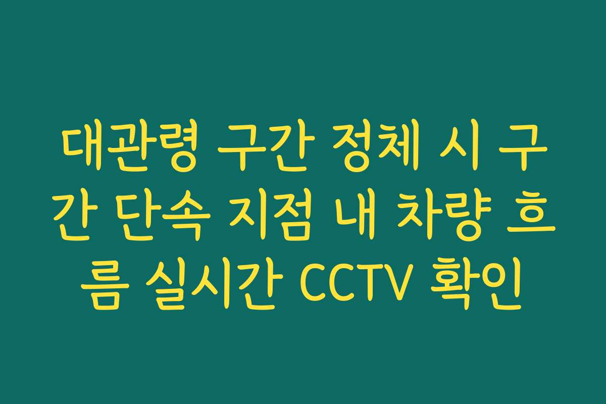 대관령 구간 정체 시 구간 단속 지점 내 차량 흐름 실시간 CCTV 확인