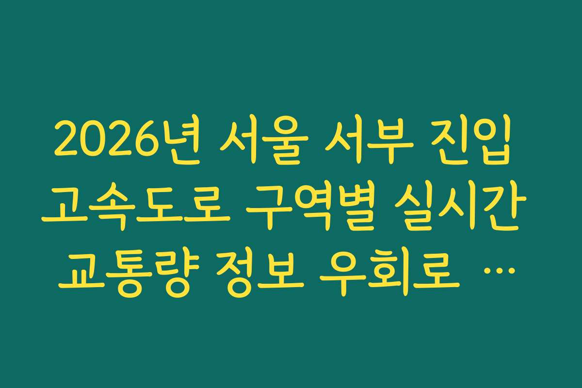 2026년 서울 서부 진입 고속도로 구역별 실시간 교통량 정보 우회로 분석 가이드