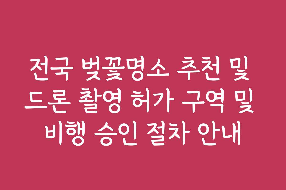 전국 벚꽃명소 추천 및 드론 촬영 허가 구역 및 비행 승인 절차 안내
