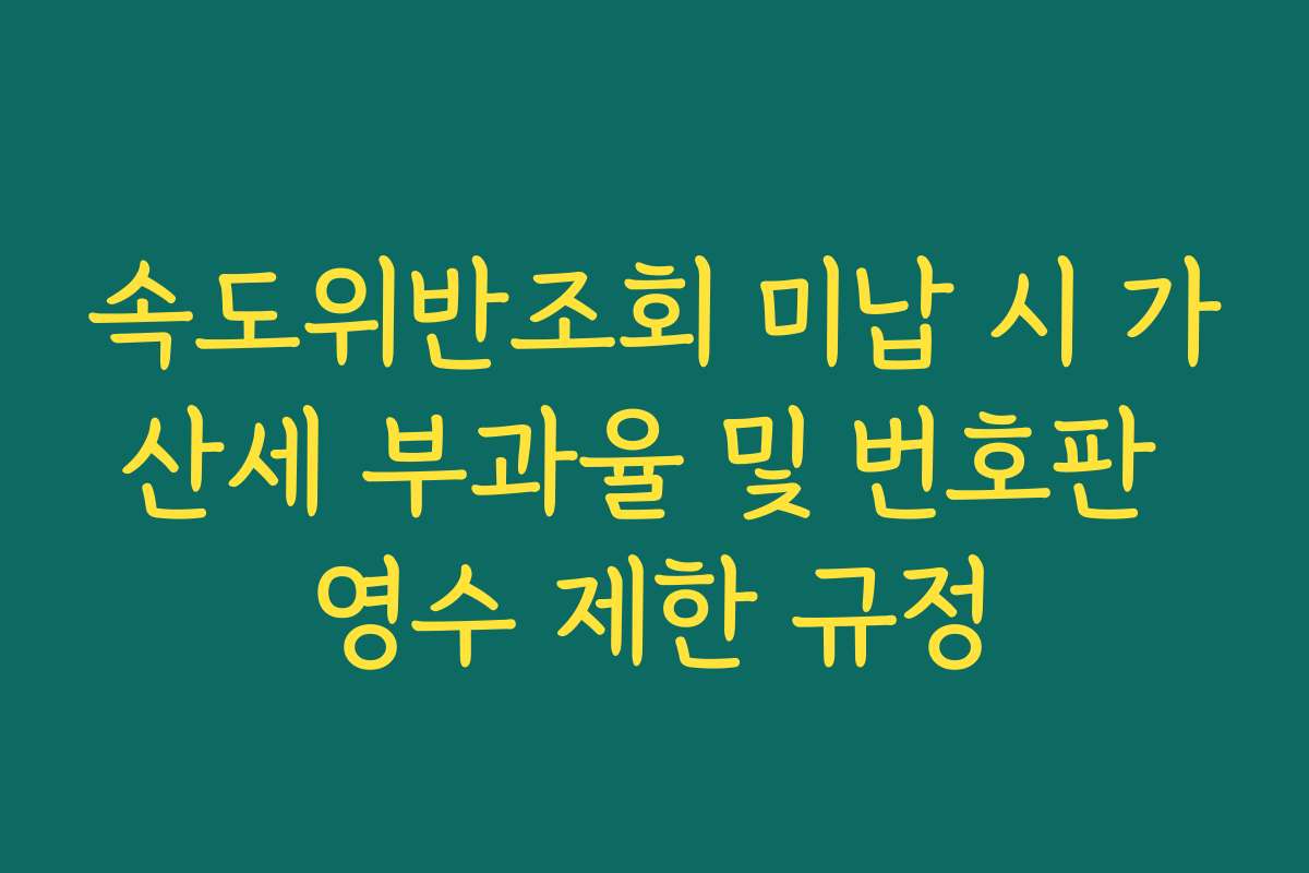 속도위반조회 미납 시 가산세 부과율 및 번호판 영수 제한 규정