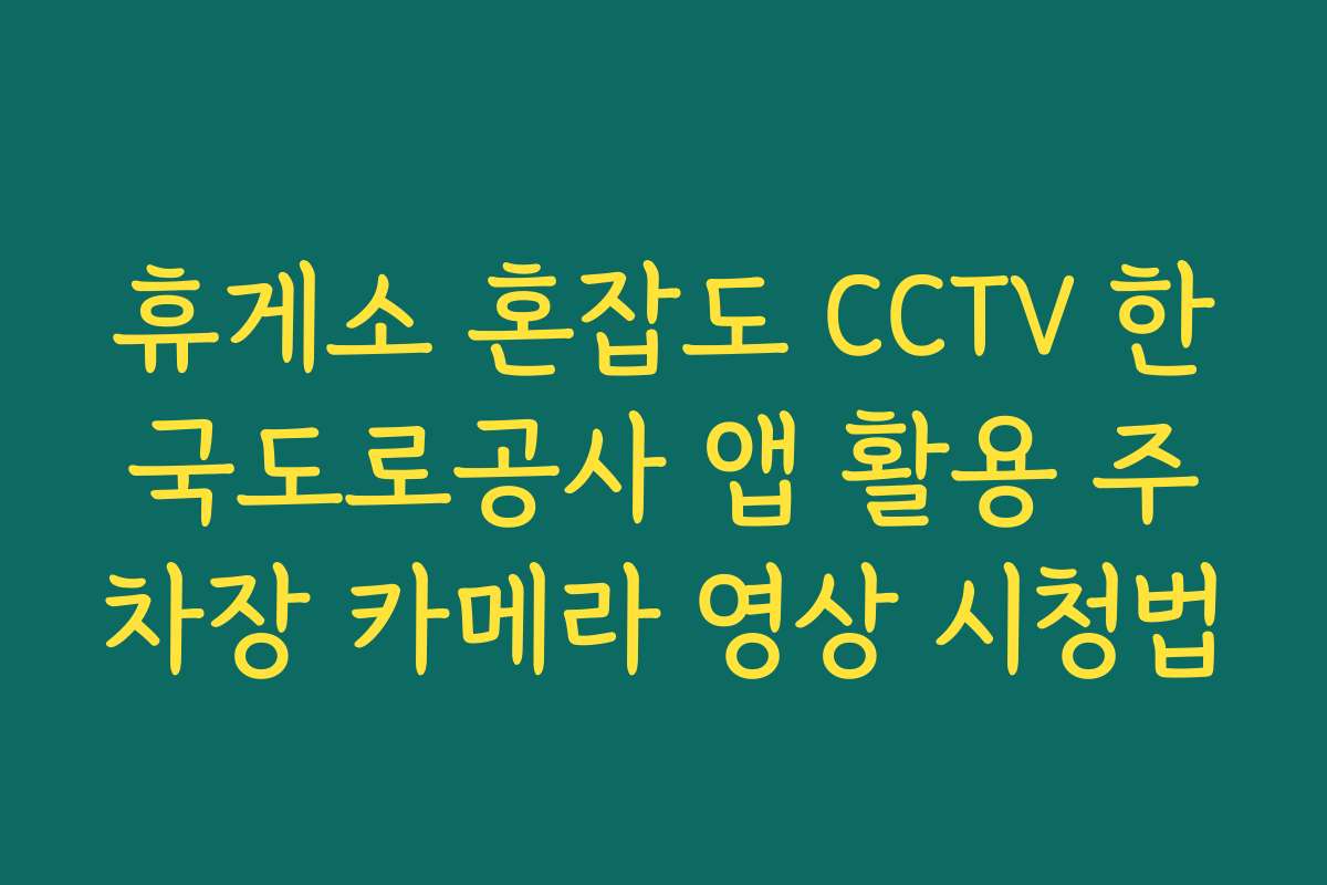 휴게소 혼잡도 CCTV 한국도로공사 앱 활용 주차장 카메라 영상 시청법