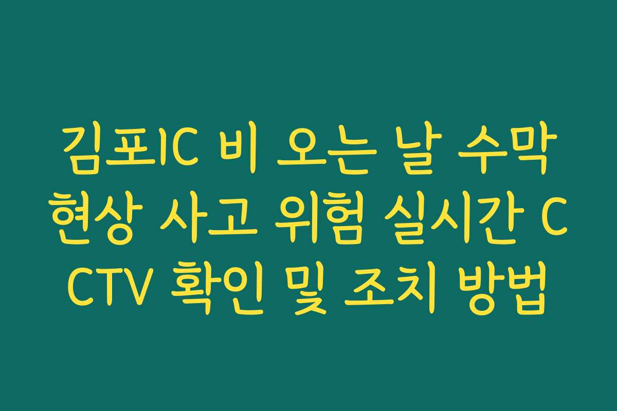 김포IC 비 오는 날 수막현상 사고 위험 실시간 CCTV 확인 및 조치 방법