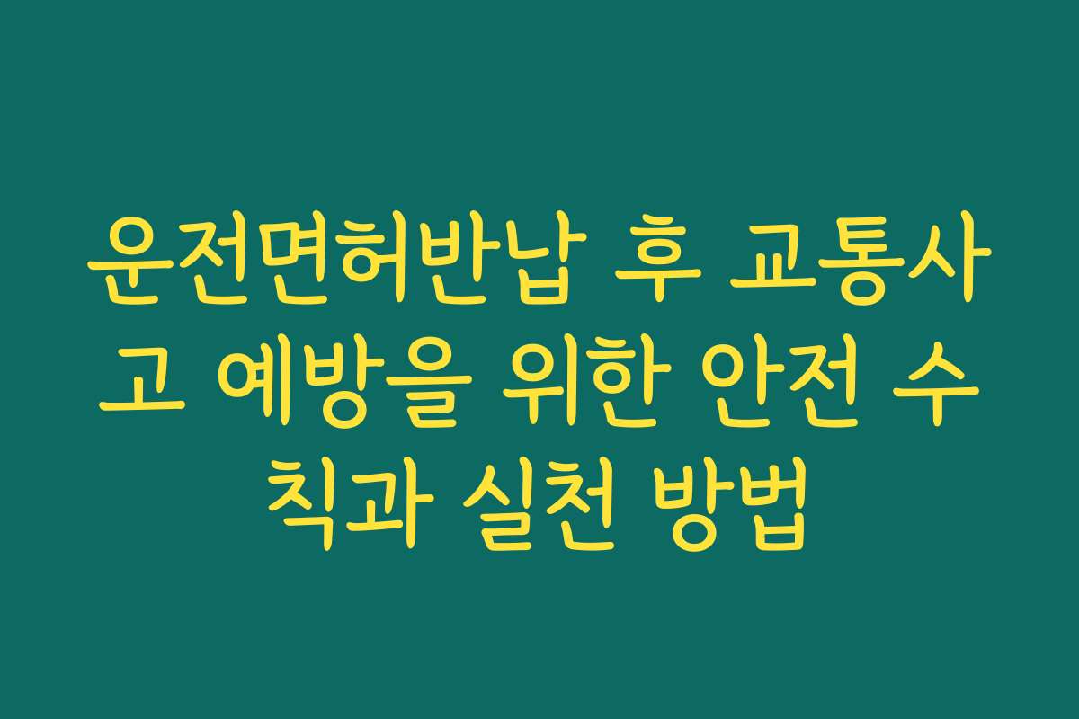 운전면허반납 후 교통사고 예방을 위한 안전 수칙과 실천 방법