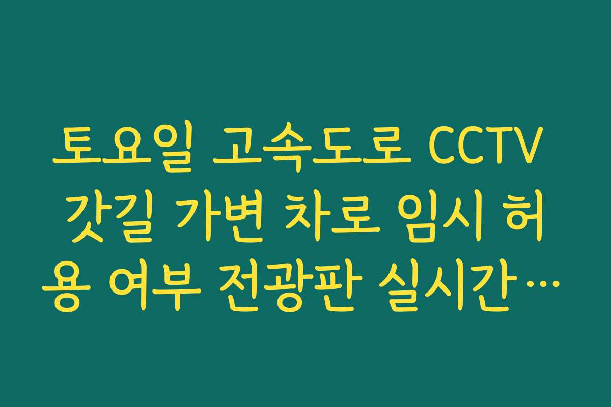 토요일 고속도로 CCTV 갓길 가변 차로 임시 허용 여부 전광판 실시간 대조법