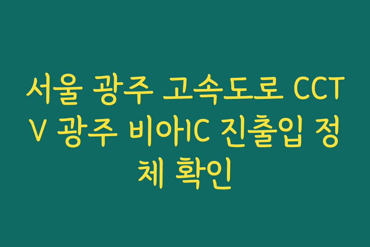 서울 광주 고속도로 CCTV 광주 비아IC 진출입 정체 확인