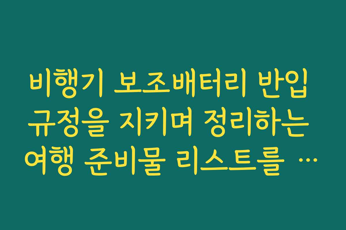비행기 보조배터리 반입 규정을 지키며 정리하는 여행 준비물 리스트를 공유합니다