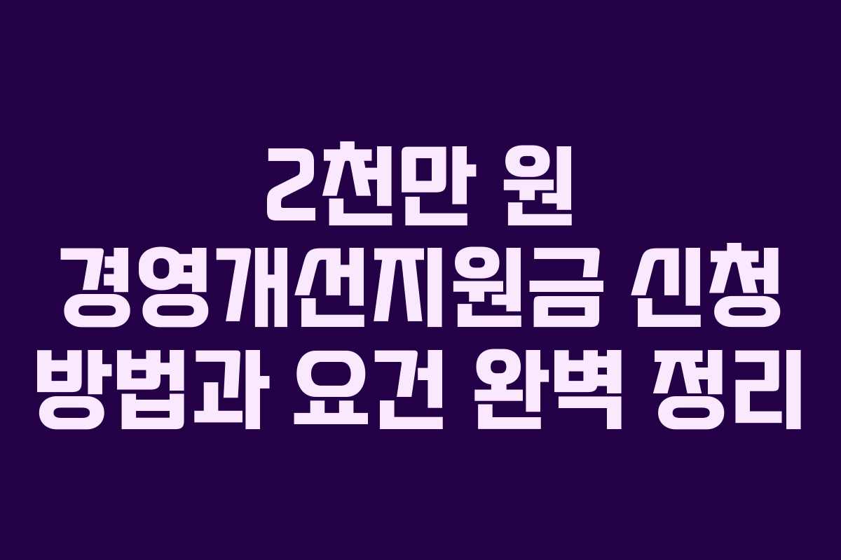 2천만 원 경영개선지원금 신청 방법과 요건 완벽 정리
