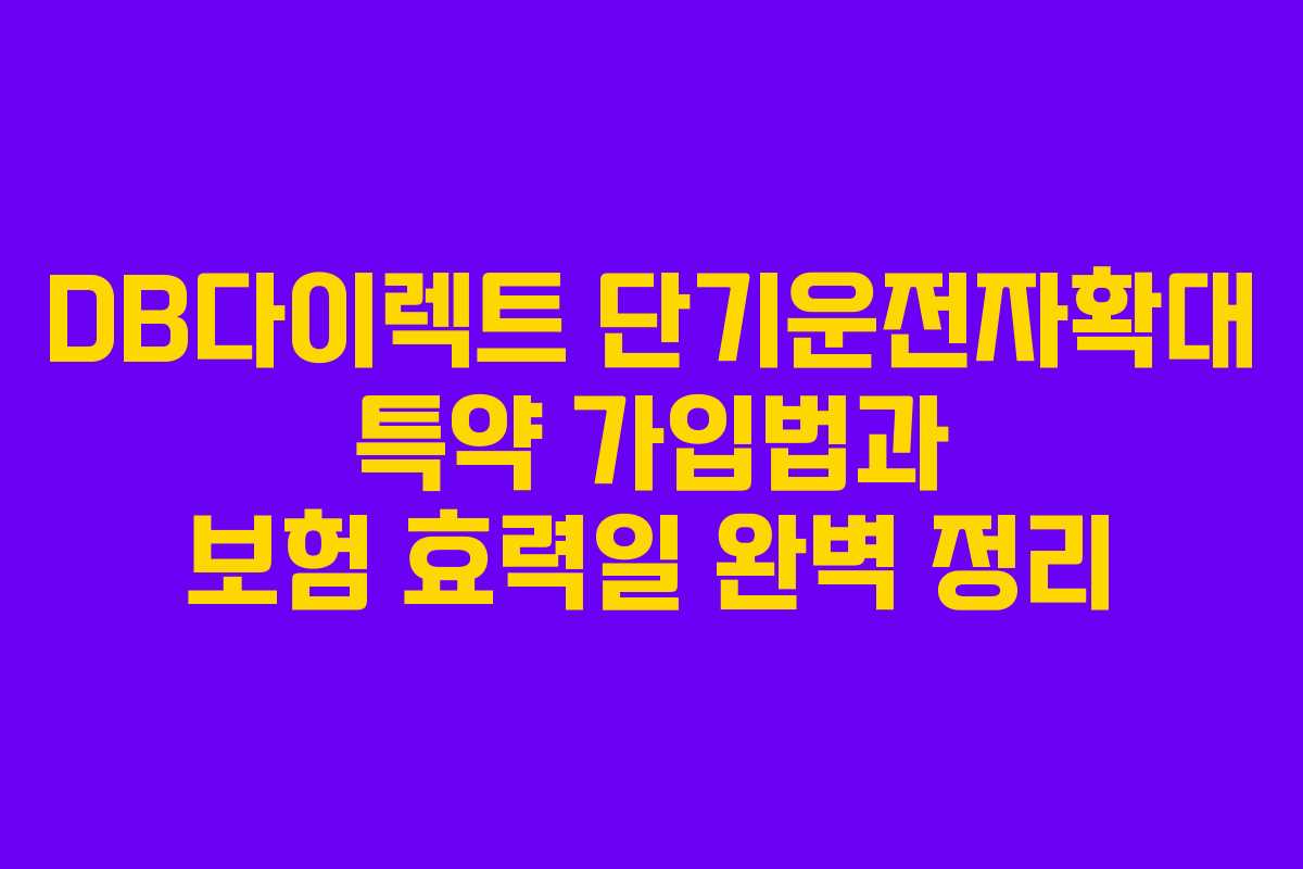 DB다이렉트 단기운전자확대 특약 가입법과 보험 효력일 완벽 정리