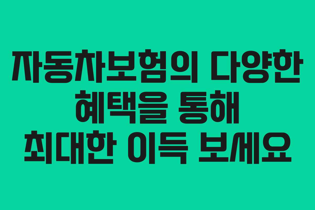 자동차보험의 다양한 혜택을 통해 최대한 이득 보세요