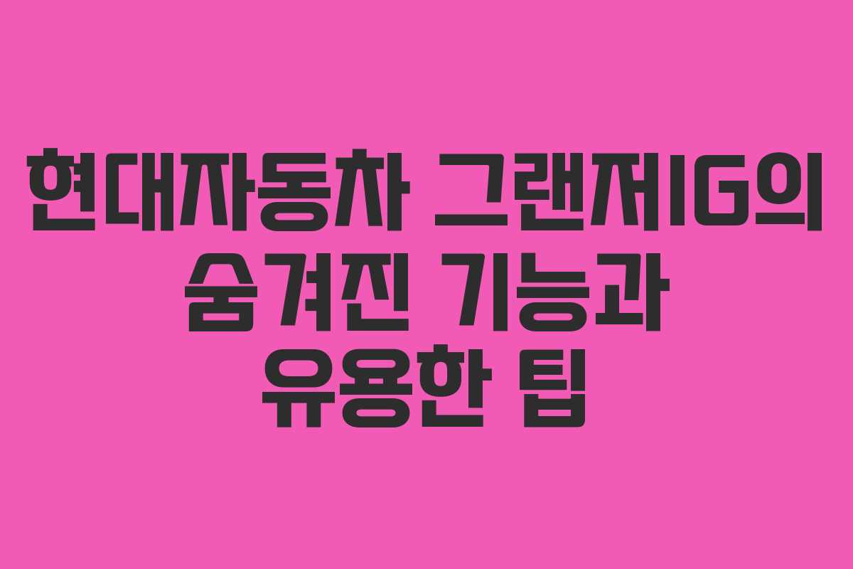 현대자동차 그랜저IG의 숨겨진 기능과 유용한 팁