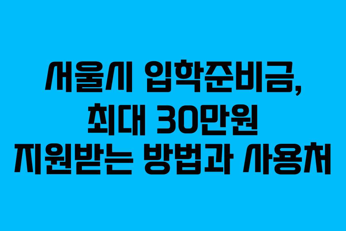 서울시 입학준비금, 최대 30만원 지원받는 방법과 사용처