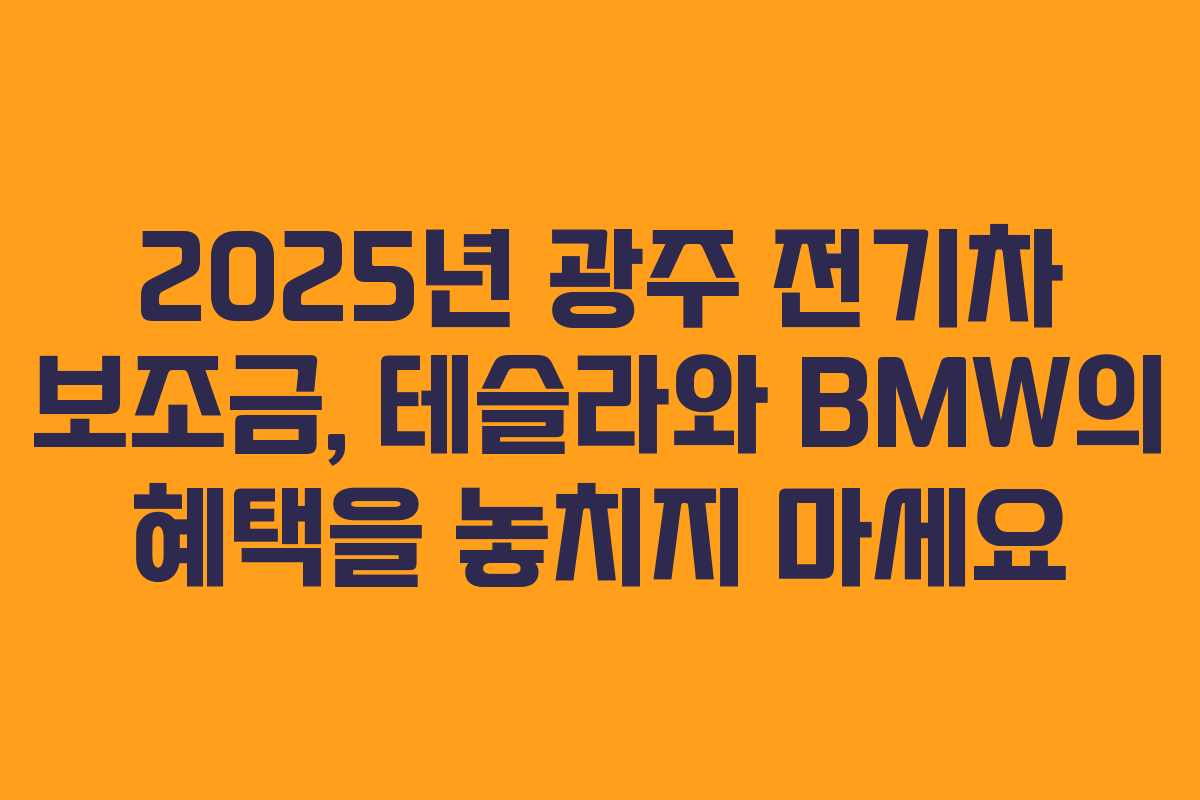 2025년 광주 전기차 보조금, 테슬라와 BMW의 혜택을 놓치지 마세요