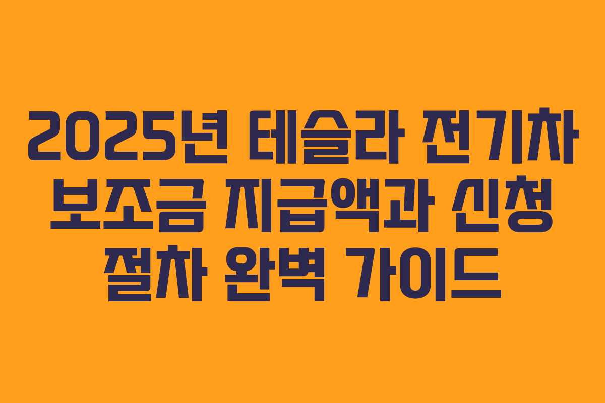 2025년 테슬라 전기차 보조금 지급액과 신청 절차 완벽 가이드