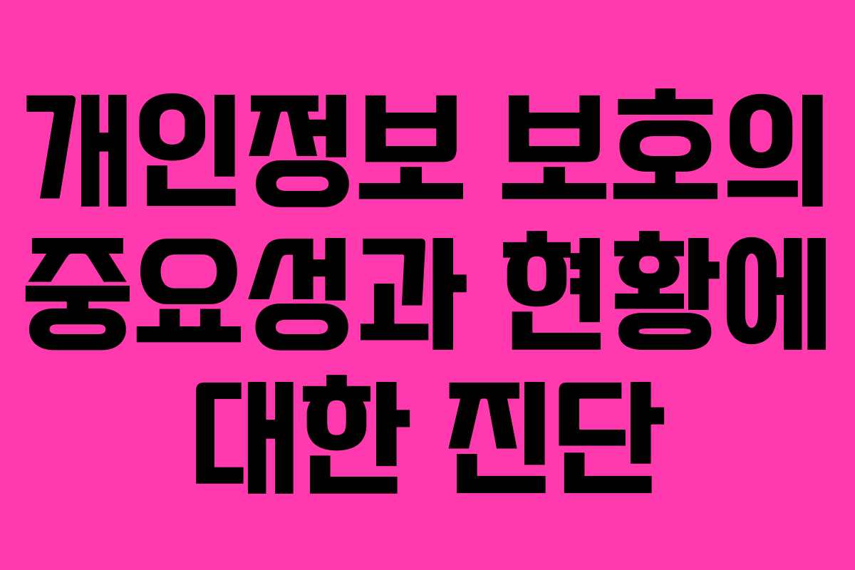 개인정보 보호의 중요성과 현황에 대한 진단