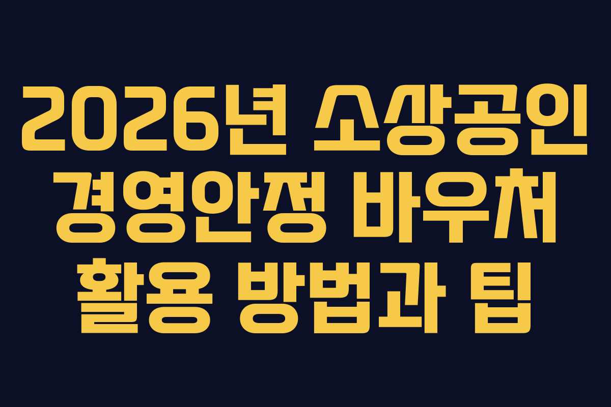 2026년 소상공인 경영안정 바우처 활용 방법과 팁
