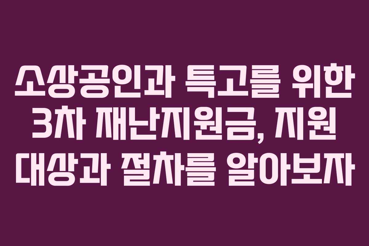 소상공인과 특고를 위한 3차 재난지원금, 지원 대상과 절차를 알아보자