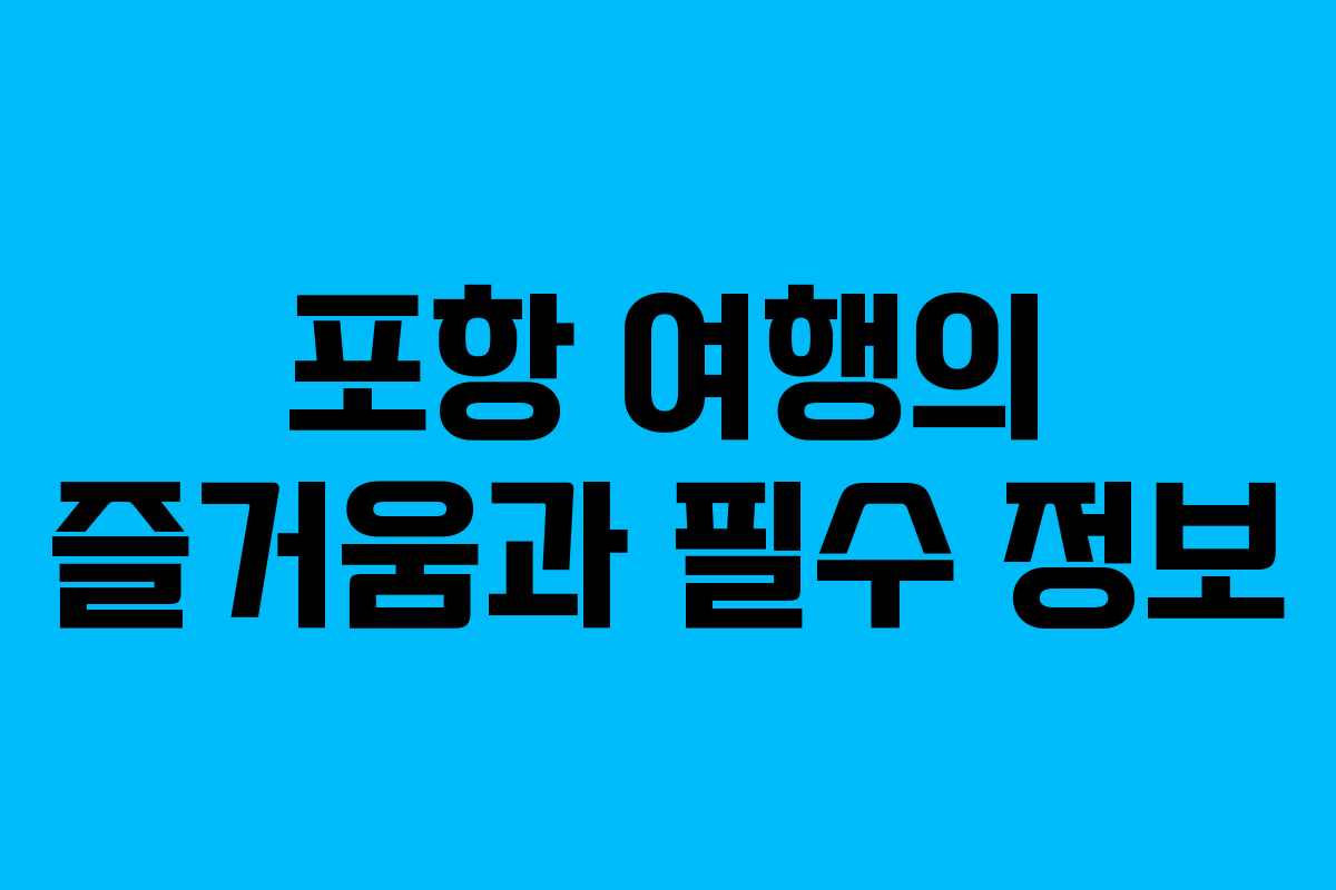 포항 여행의 즐거움과 필수 정보