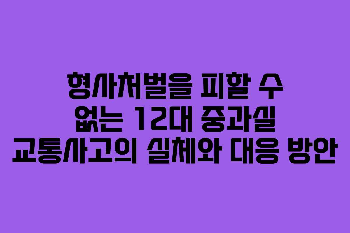 형사처벌을 피할 수 없는 12대 중과실 교통사고의 실체와 대응 방안