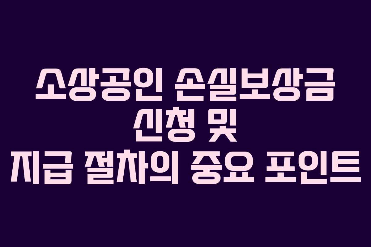 소상공인 손실보상금 신청 및 지급 절차의 중요 포인트