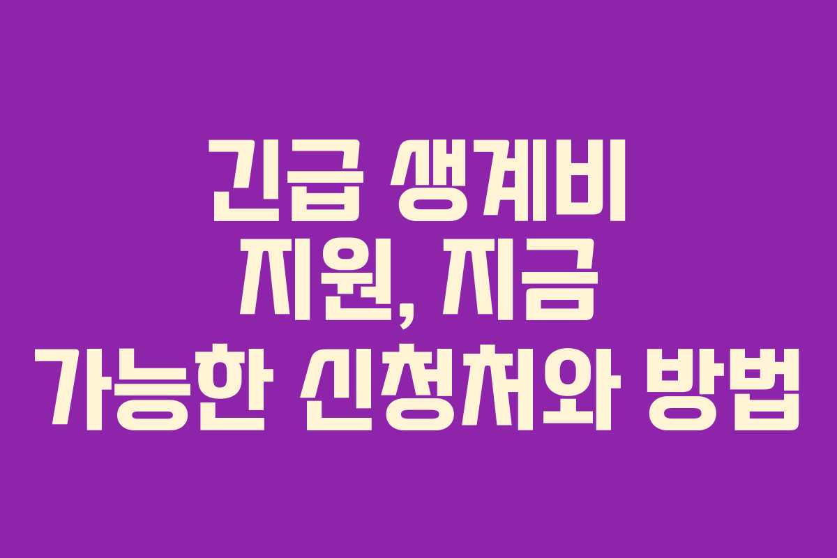 긴급 생계비 지원, 지금 가능한 신청처와 방법