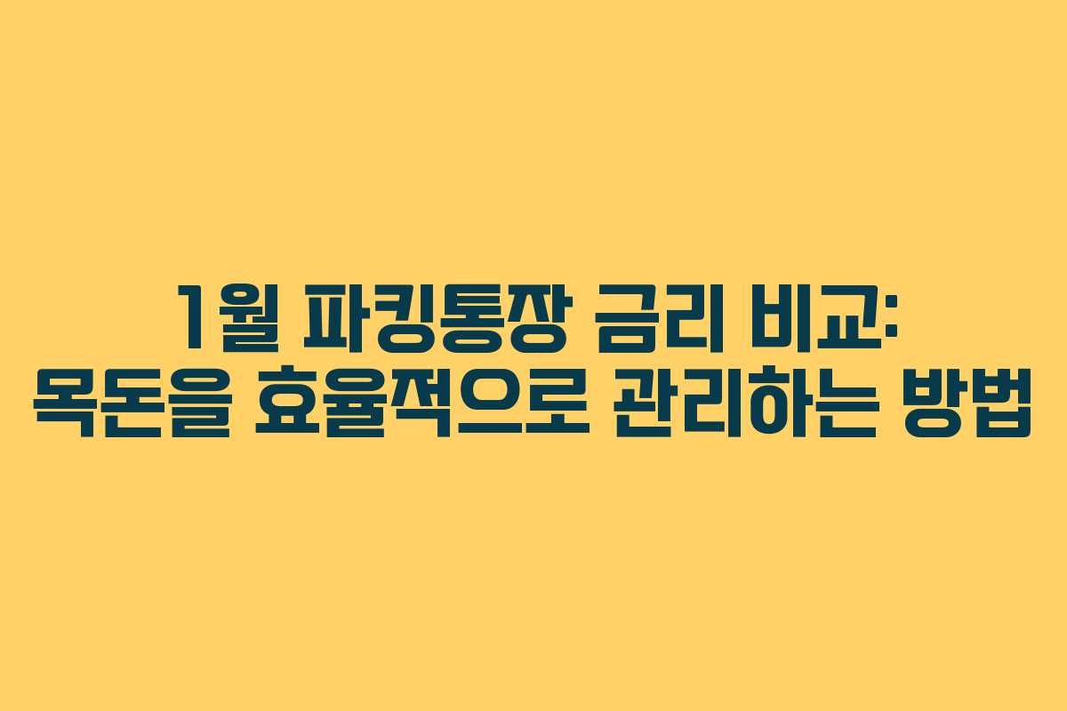 1월 파킹통장 금리 비교: 목돈을 효율적으로 관리하는 방법