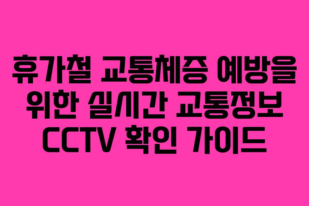 휴가철 교통체증 예방을 위한 실시간 교통정보 CCTV 확인 가이드