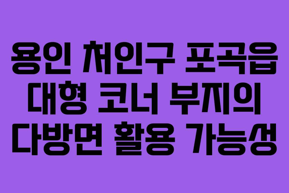 용인 처인구 포곡읍 대형 코너 부지의 다방면 활용 가능성