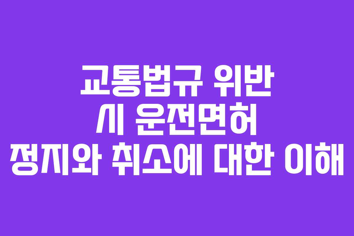 교통법규 위반 시 운전면허 정지와 취소에 대한 이해