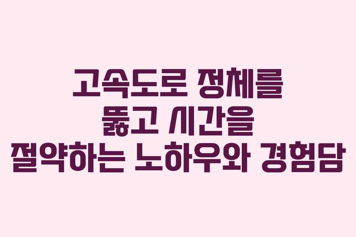 고속도로 정체를 뚫고 시간을 절약하는 노하우와 경험담